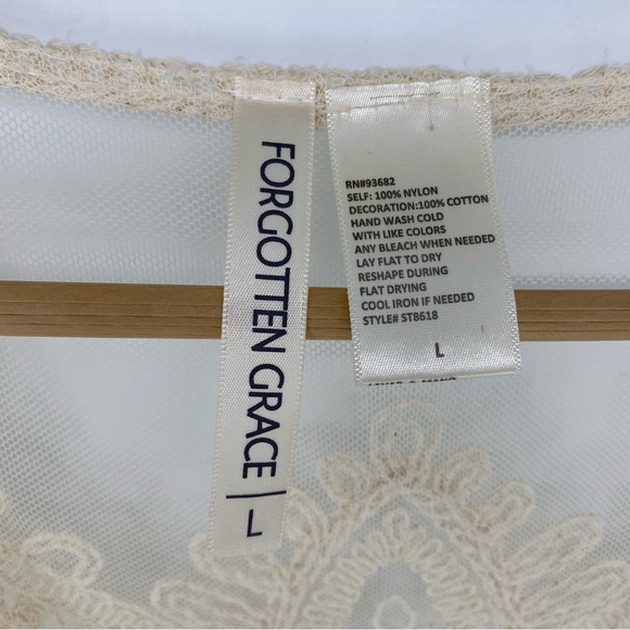 Forgotten Grace Beautiful Long Line Cardigan or Duster Sheer Cream Size Large - Picture 4 of 11